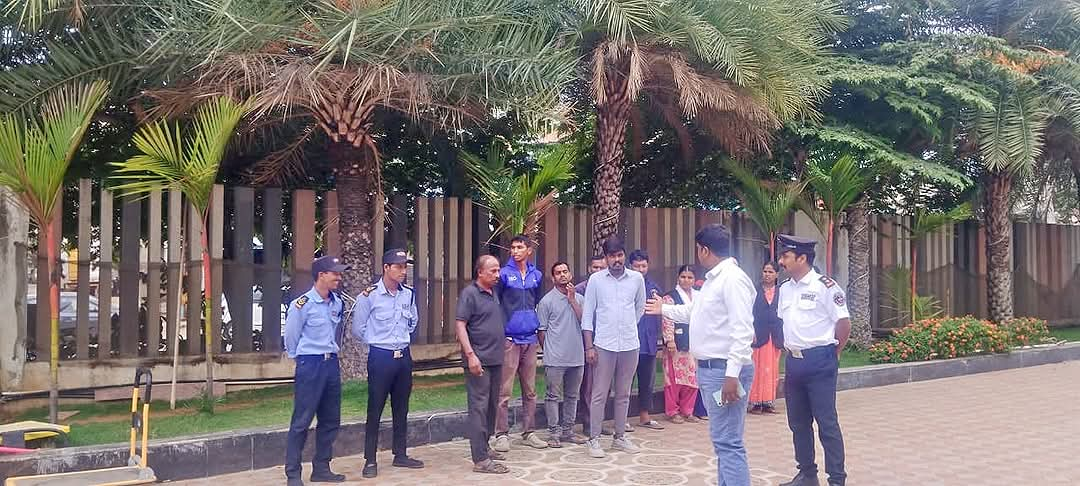 Morning briefing with housekeeping and security staff at a client site